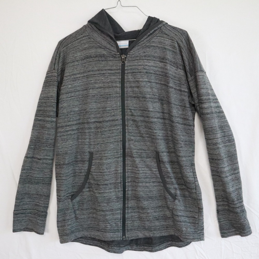 Columbia Jacket Mens Medium Full‎ Zip Knit Activewear Hoodie Gray Long Sleeve